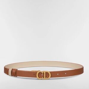 Dior Brown Leather Belt with Gold CD Buckle